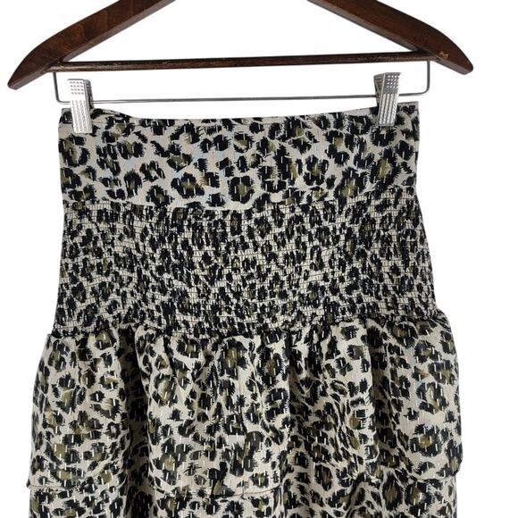 NEW Walter Baker Tiered Ruffle Skirt Dusty Olive Leopard Print Size 4 - Picture 2 of 7